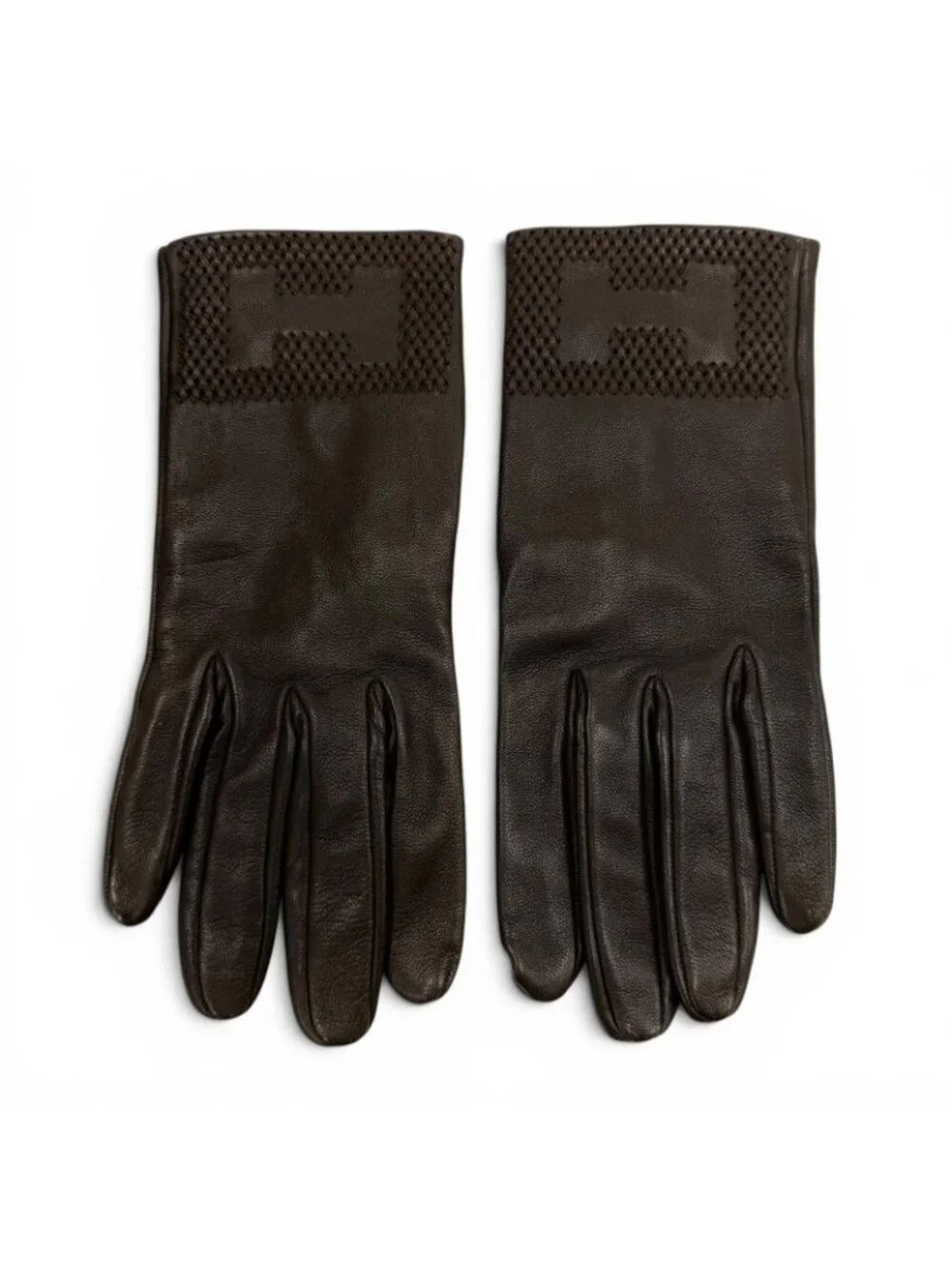 Hermes Lambskin Lining Silk 100% Logo Gloves